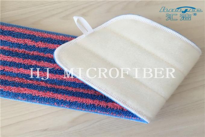 Κόκκινα και μπλε μαξιλάρια αντικατάστασης Mop κεφαλιών Mop υφάσματος λωρίδων βαμμένα νήμα στριμμένα Microfiber για τον εγχώριο καθαρισμό