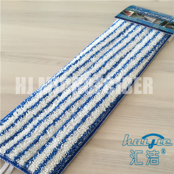 Λευκός μικτός μπλε χρώματος λωρίδων Microfiber υγρός Mop προμηθευτής Huijie Mop ξαναγεμισμάτων μαξιλαριών επίπεδος